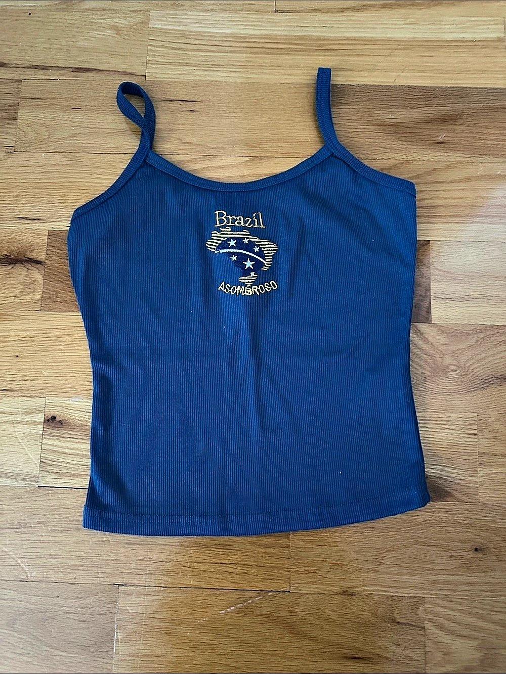 FB Sister Brazil Asombroso Tank Top Blue Ribbed Tank Top